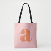 Tote Bag Joli Pastel rose orange Monogramme rétro Lettres (Devant)