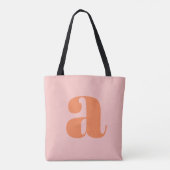 Tote Bag Joli Pastel rose orange Monogramme rétro Lettres (Dos)