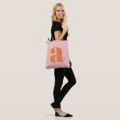 Tote Bag Joli Pastel rose orange Monogramme rétro Lettres (Sur le modèle)