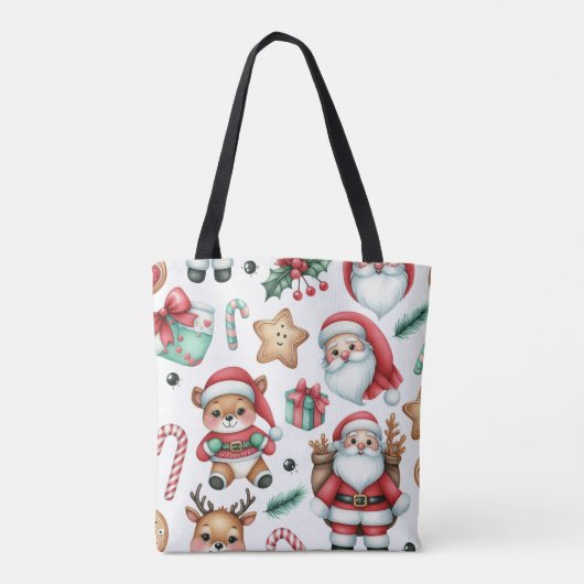 Tote Bag Joli Père Noël et Reindeer Noël personnalisé (Dos)