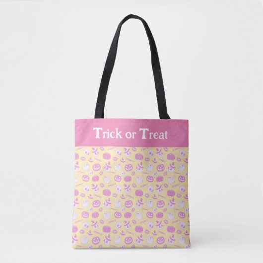 Tote Bag Joli Pink and Yellow Trick ou traiter Halloween (Devant)