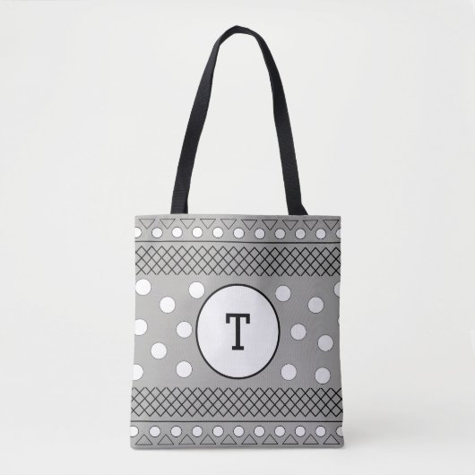 Tote Bag Joli Pois gris Motif Monogramme (Devant)