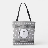 Tote Bag Joli Pois gris Motif Monogramme (Dos)