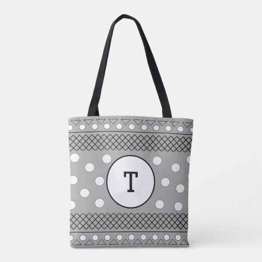 Tote Bag Joli Pois gris Motif Monogramme (Dos)