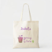 Tote Bag Joli Pretty Purple & Green SPRING EST ICI (Devant)