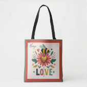 Tote Bag Joli Retro Bumble Bee Floral Amour (Devant)