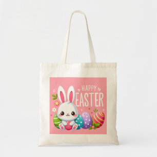 Tote Bag Joli, rose et heureux lapin de Pâques