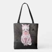 Tote Bag Joli rose noir goth chat Spider Web (Dos)