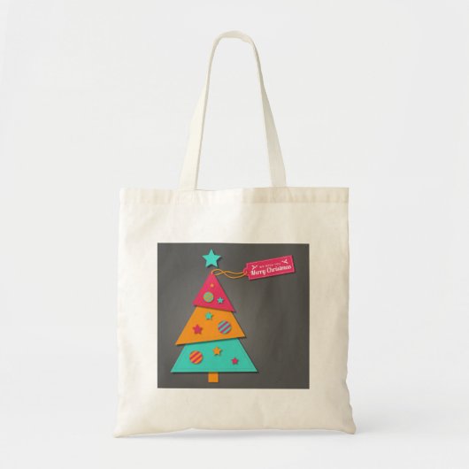 Tote Bag Joli sapin de Noël lumineux art moderne artisanat (Devant)