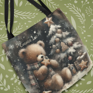 Tote Bag Joli Teddy Bear Monogramme de Noël