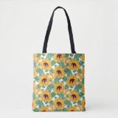 Tote Bag Joli tournesol Jaune et Motif vert (Devant)