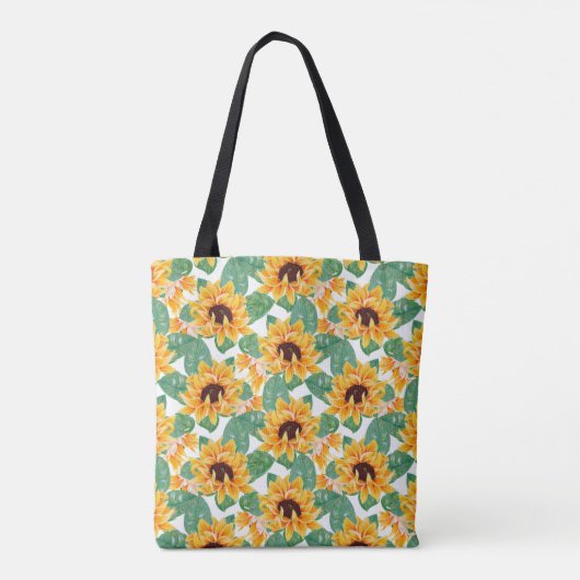Tote Bag Joli tournesol Jaune et Motif vert (Dos)