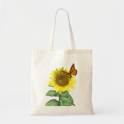 Tote Bag Joli tournesol jaune et papillon orange (Devant)