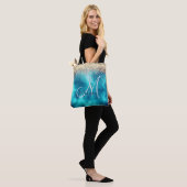 Tote Bag Joli turquoise or faux parties scintillant monogra (Sur le modèle)