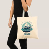 Tote Bag Joli Voilier Bleu (Devant (produit))