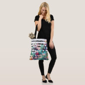 Tote Bag Jolie aquarelle Cactus Floral Black Stripes (Sur le modèle)