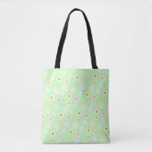 Tote Bag Jolie aquarelle colorée Motif marguerite vert (Devant)