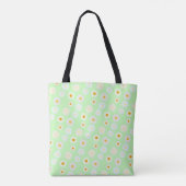 Tote Bag Jolie aquarelle colorée Motif marguerite vert (Dos)