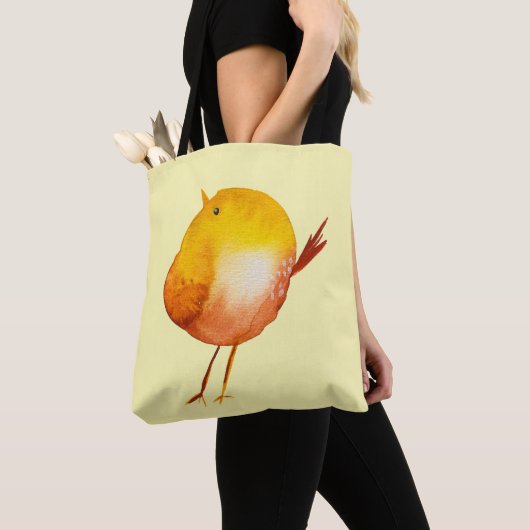 Tote Bag Jolie aquarelle d'oiseau jaune (De près)