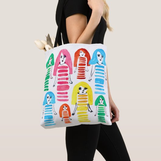 Tote Bag Jolie aquarelle filles art moderne funky (De près)