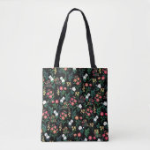 Tote Bag Jolie aquarelle Floral Noir Botanique (Devant)