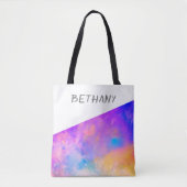 Tote Bag jolie aquarelle violette design moderne monogramme (Devant)