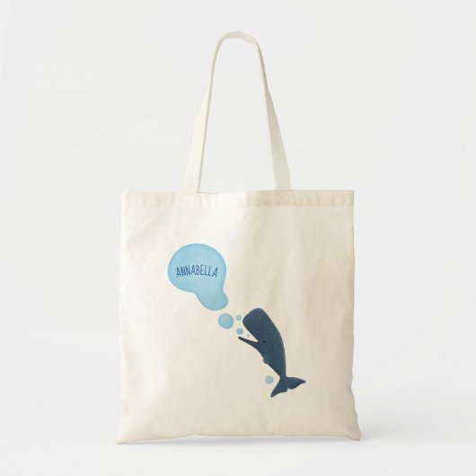 Tote Bag Jolie baleine à sperme soufflant bulles dessin (Devant)