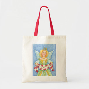 Tote Bag Jolie bannière de Noël de dessin animé d'ange avec