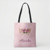 Tote Bag Jolie Blush rose Kitty Monogram Party (Devant)