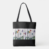 Tote Bag Jolie bordure florale abstraite sur noir (Dos)