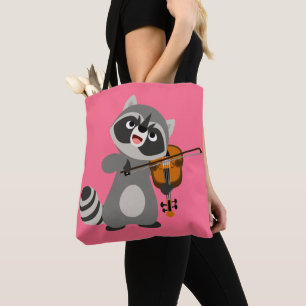Tote Bag Jolie Cartoon Raccoon Jouer du violon