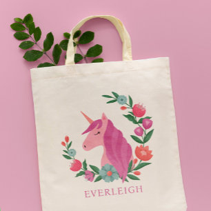 Tote Bag Jolie couronne florale Nom de la licorne