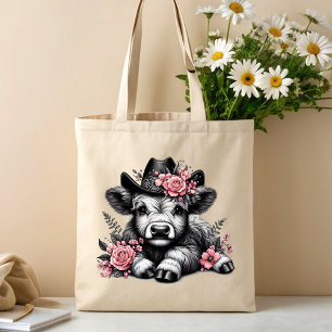 Tote Bag Jolie Cowgirl Vache des Highlands