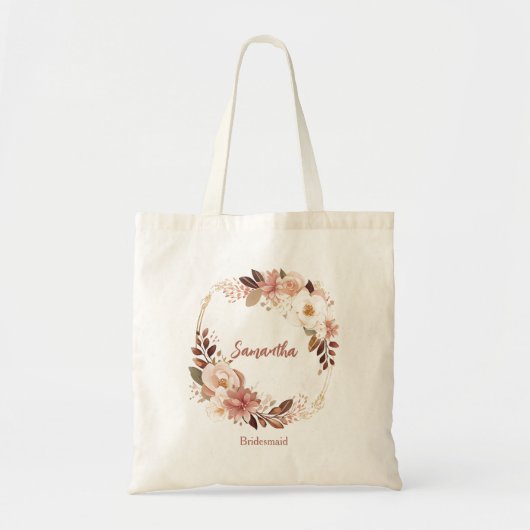 Tote Bag Jolie demoiselle d'honneur florale (Devant)