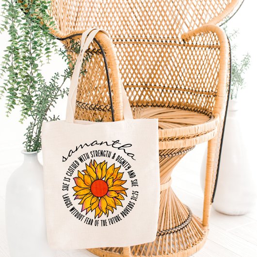 Tote Bag Jolie écriture de tournesol verset de la bible Pro