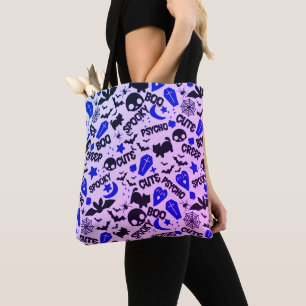 Tote Bag Jolie et amusante Halloween violet, bleu et noir