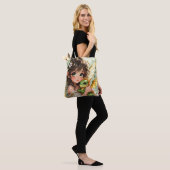 Tote Bag Jolie fée d'anime et dragon Chibi (Sur le modèle)