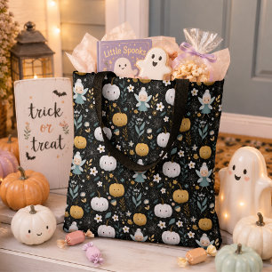 Tote Bag Jolie fée d'Halloween et citrouilles pastel