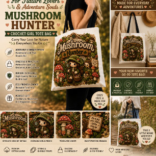 Tote Bag Jolie fille au crochet recherchant des champignons
