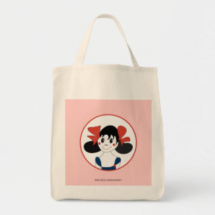 Tote Bag Jolie Fille avec des Rubans Rouges Illustration po