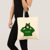 Tote Bag Jolie fille avec dessin de la grenouille verte (Devant (produit))