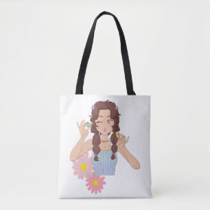 Tote Bag Jolie fille esthétique   Illustration du maquillag