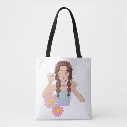 Tote Bag Jolie fille esthétique | Illustration du maquillag (Devant)