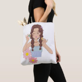Tote Bag Jolie fille esthétique | Illustration du maquillag (De près)