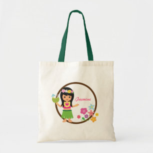 Tote Bag Jolie Fille Hula Thème Luau Hawaïen