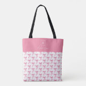Tote Bag Jolie fille Personnalisée Monogramme Rose Bow (Dos)