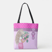 Tote Bag Jolie fille & rose Fleurs élégantes design floral (Dos)