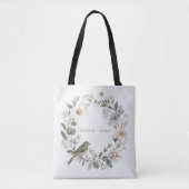 Tote Bag jolie fleur et petit oiseau (Devant)