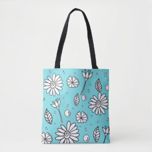 Tote Bag Jolie Fleur Été Fourre-tout En Turquoise