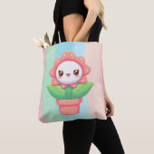 Tote Bag Jolie fleur fantaisiste en pot (De près)